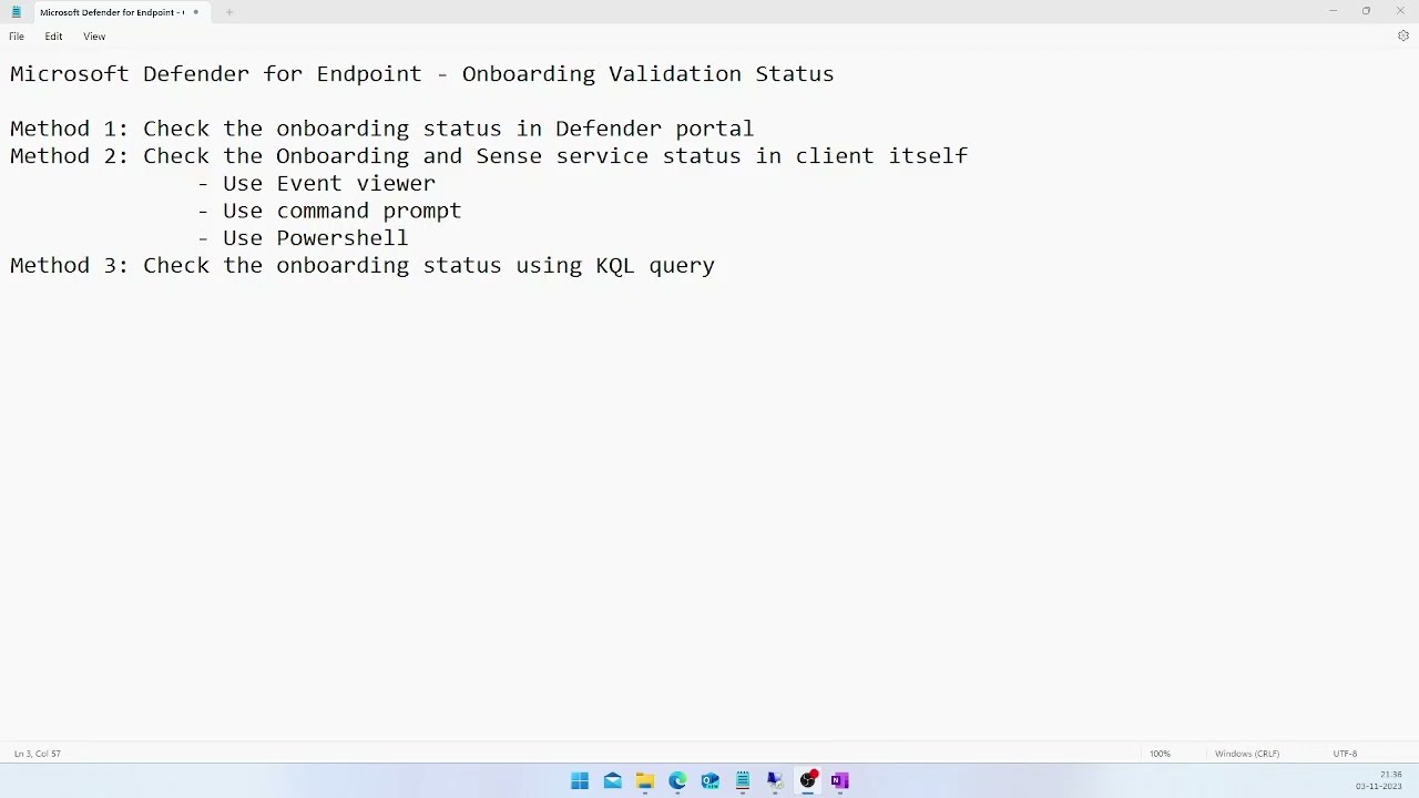 Validate MDE (Microsoft Defender for Endpoint) onboarding status