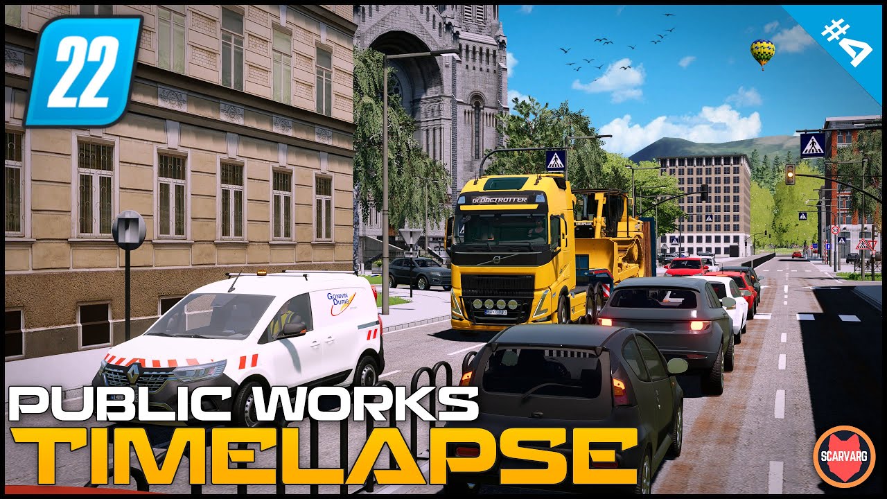 🚧 Транспортировка Caterpillar D6R с помощью Volvo FH16 по городу ⭐ FS22 Таймлапс городских общест...
