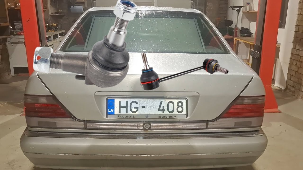 Mercedes W140 front lower balljoint and stabilizer link replacement 