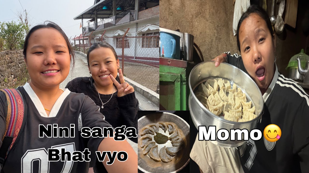 FINALLY NINI SANGA BHATT VYO😍MOMO ख्वाई khatra भयो😋😄SAMSING FARI PUGARE 👉Village life vlog