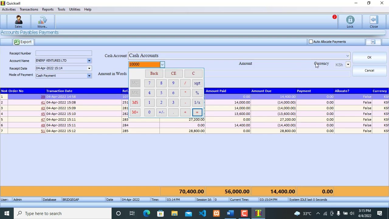 Making payments to supplier in Quicksell Point Of Sale ERP