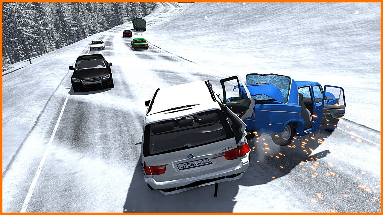 АВАРИЯ НА ЛЕДЯНОЙ ГОРЕ! ЗИМА В BEAMNG DRIVE