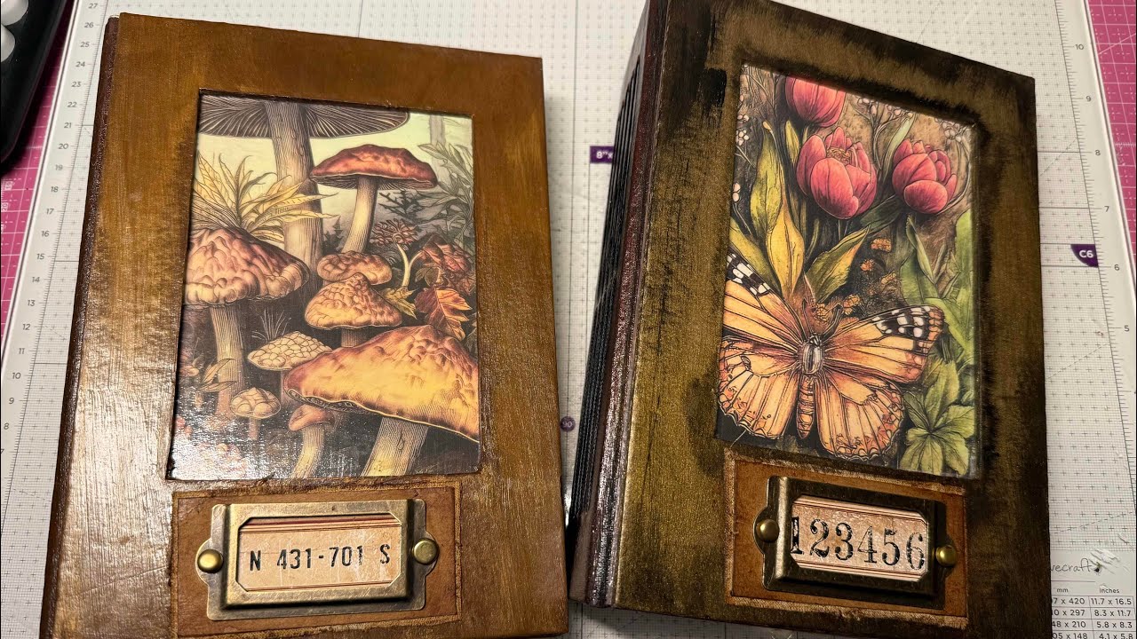 Журналы формата A5 и A6 Junk Journals Flip Through Butterfly, Mushroom, Kitten & Dalmatian, Handg...