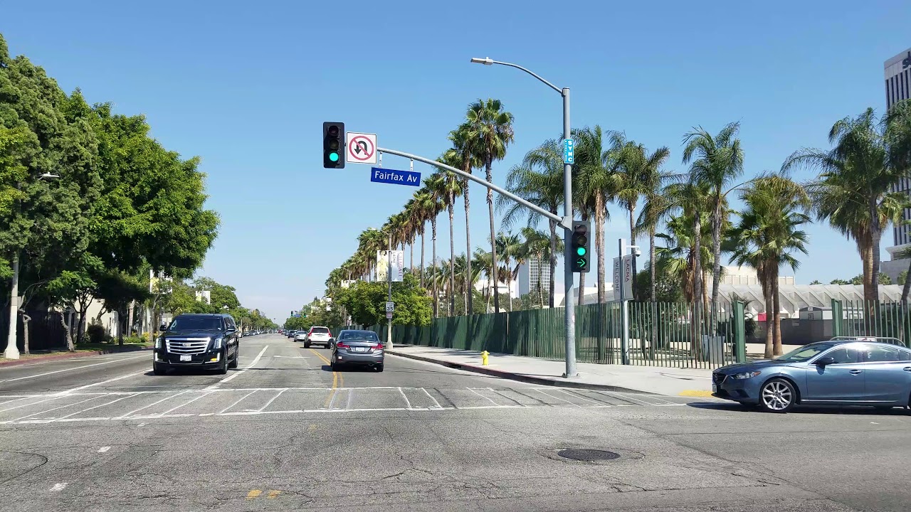 Driving 6th Street in Los Angeles, California