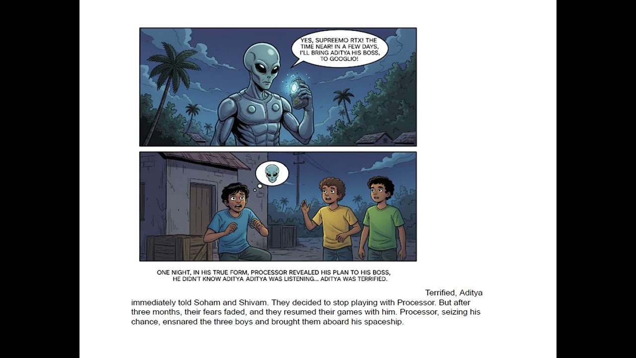 Comic story. Alien of planet Googlio, part 1
