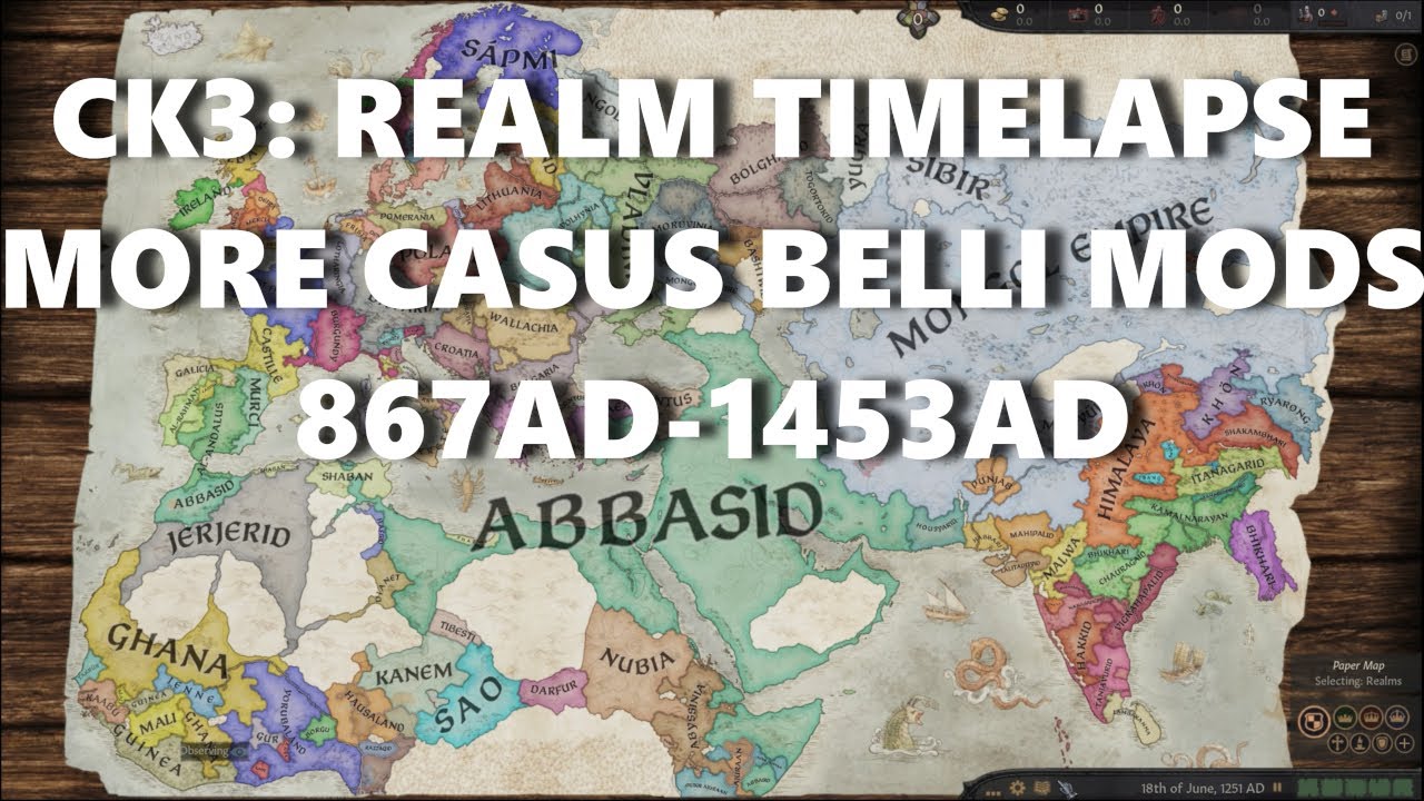 CK3v1.8: Realm TImelapse 867-1453: More Casus Belli Mods