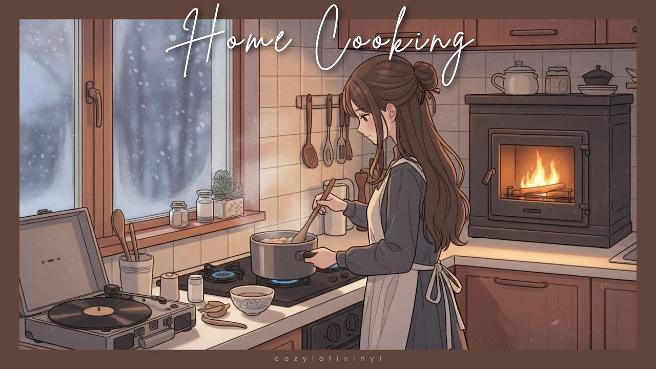 Cozy winter kitchen ambience for home cooking and relaxing evening meals 🍲