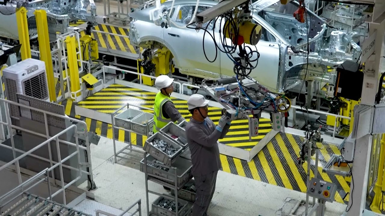 Cars being assembled at a Nio factory in China's Hefei