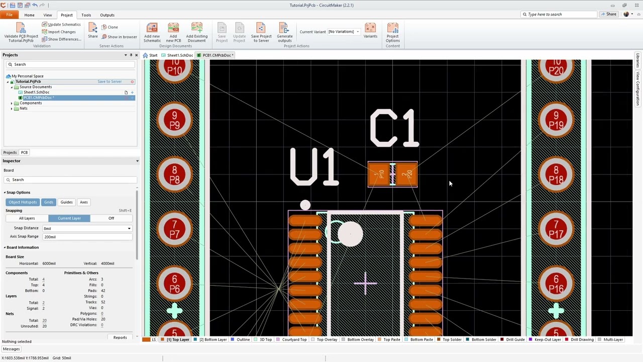 Учебное пособие по проектированию печатной платы для CircuitMaker 2 от начала до конца