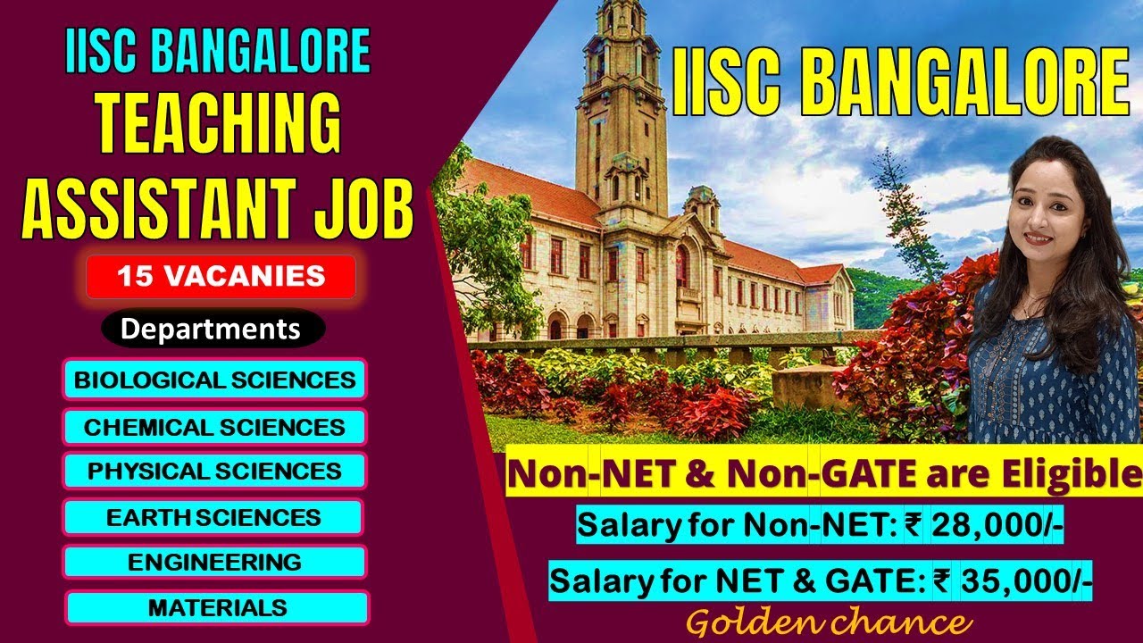 IISC BANGALORE TEACHING ASSISTANT JOB  | Salary Rs. 28,000/- to Rs. 35,000/-
