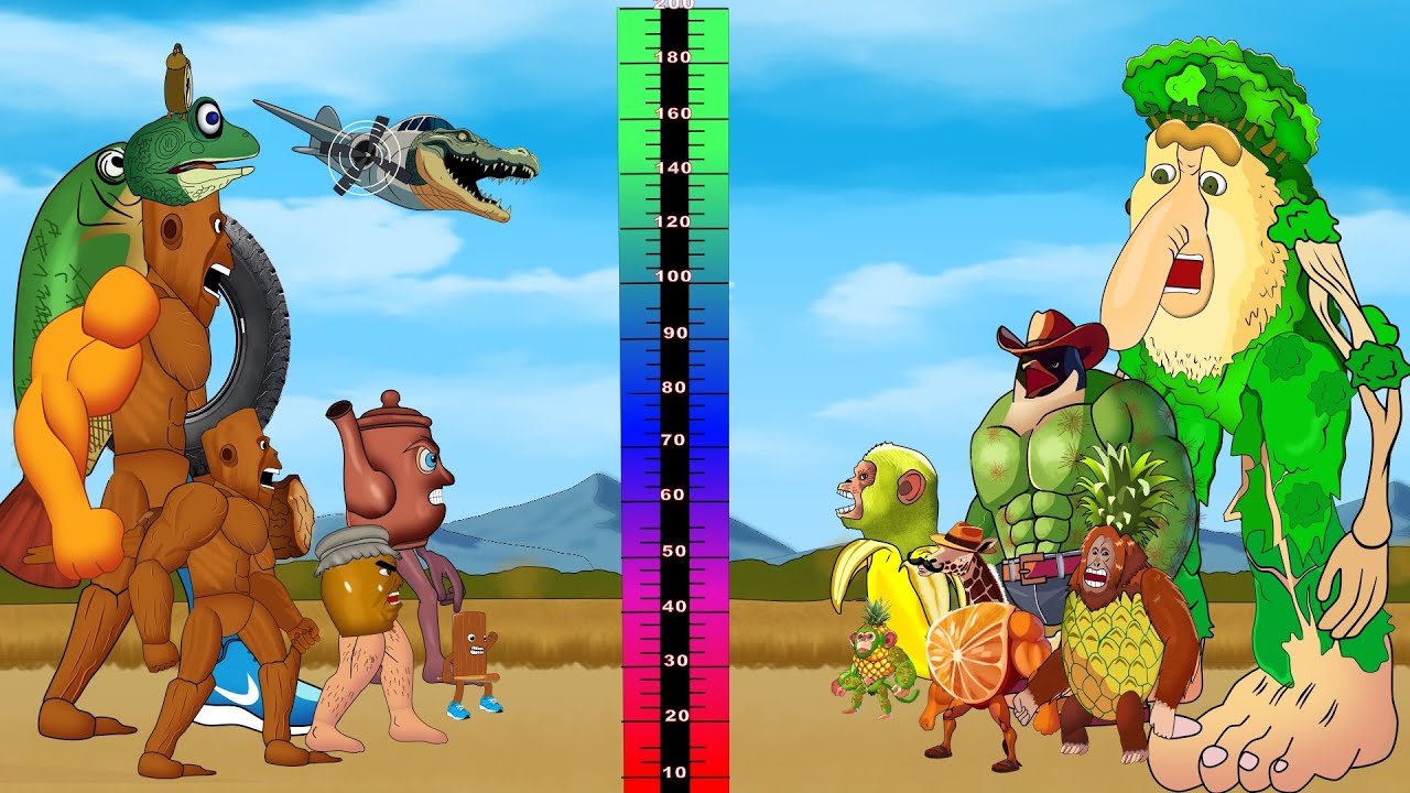 Comparison strength and height of Tung Tung Tung Sahur VS Brainot Team : Animaion DC2.