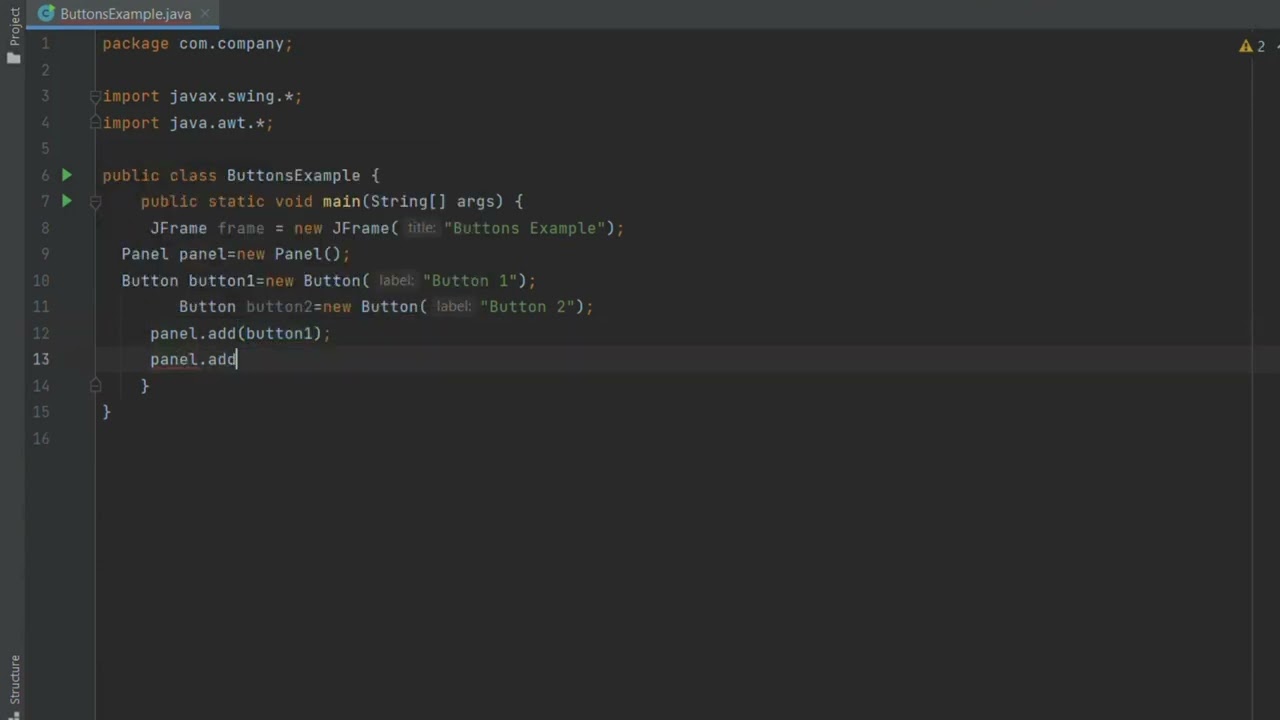 BUTTONS IN JAVA SWING