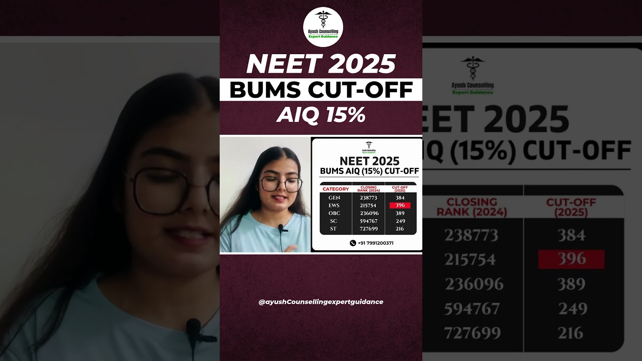 NEET 2025: BUMS Government College Cut Off for AIQ 15% Seats ! #neet2025 #bums