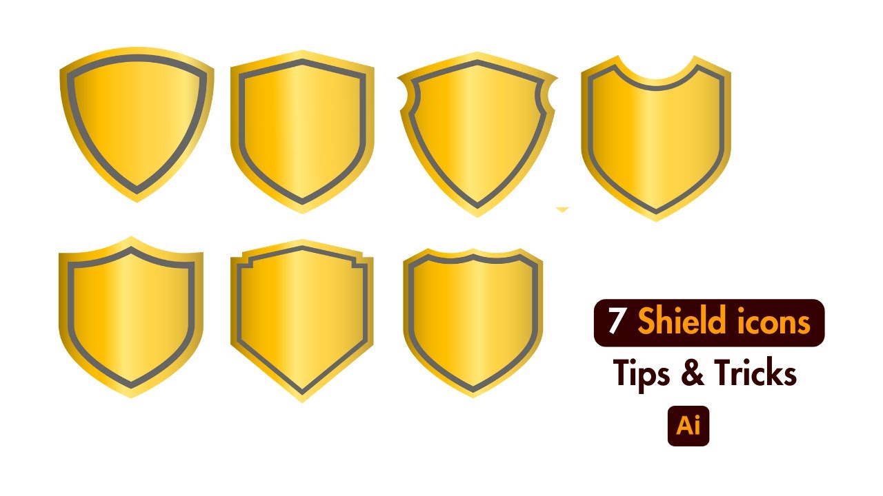 7 shield icons for logo design | Illustrator tutorial#logo