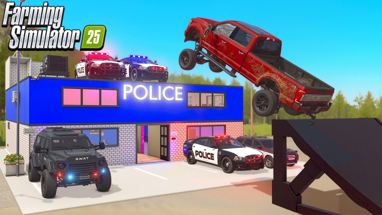 TROLLING POLICE (JUMPING OVER COPS) | FARMING SIMULATOR 25