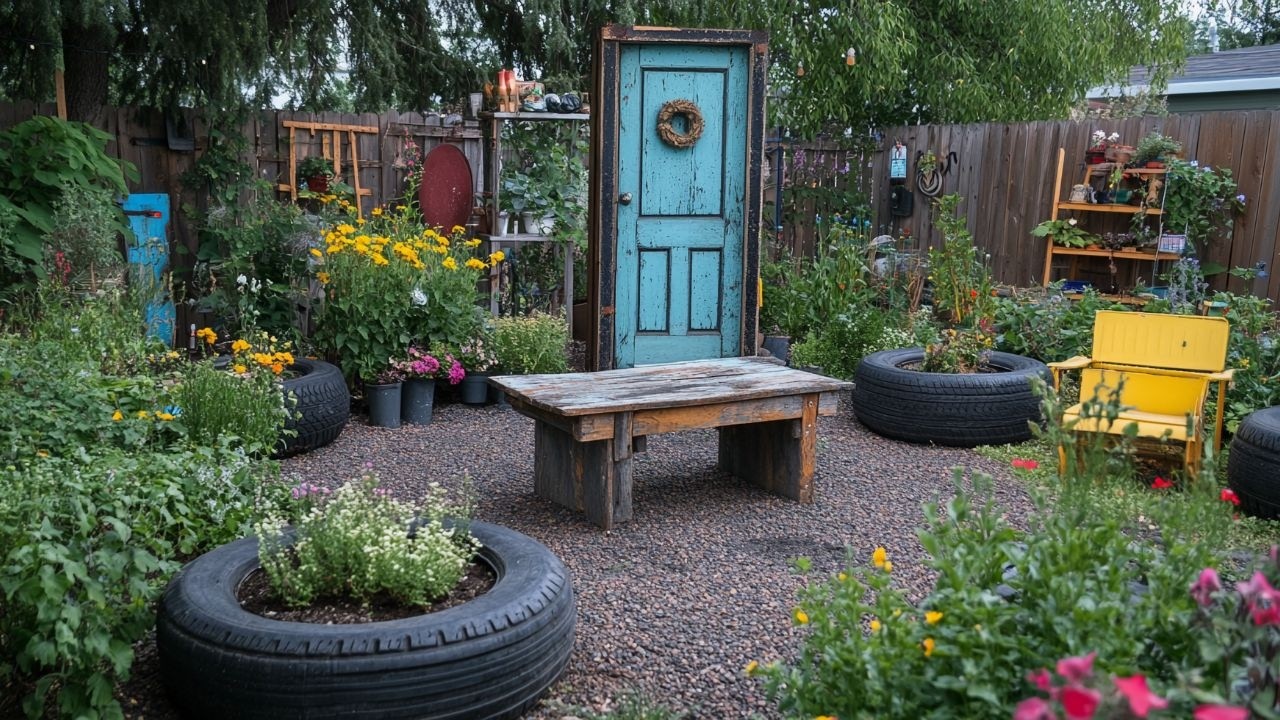 Create a Rustic Small Garden Oasis with Recycled Materials &ndash; Save Money & Beautify Your Space!