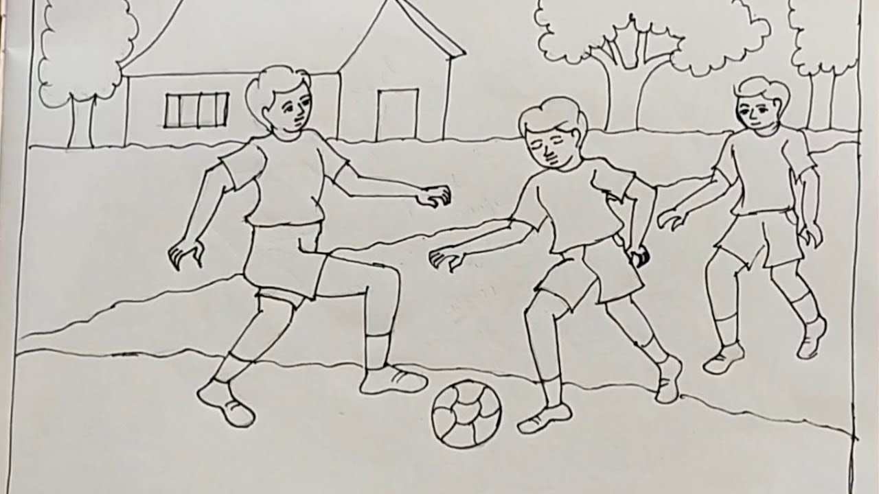 Memory drawing  ll How to draw children playing football