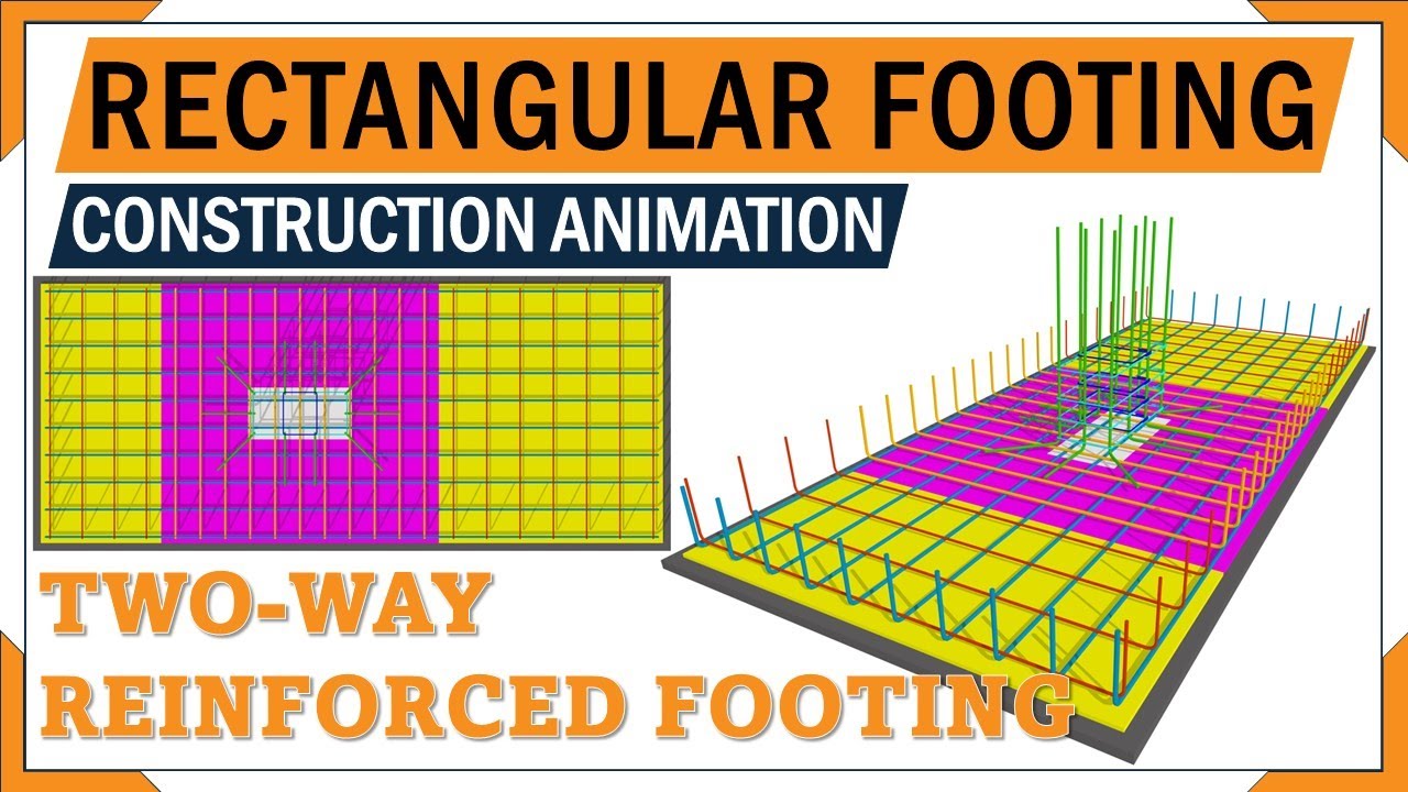 Rectangular footing rebar | foundation reinforcement details | 3d animation of Rc Footing