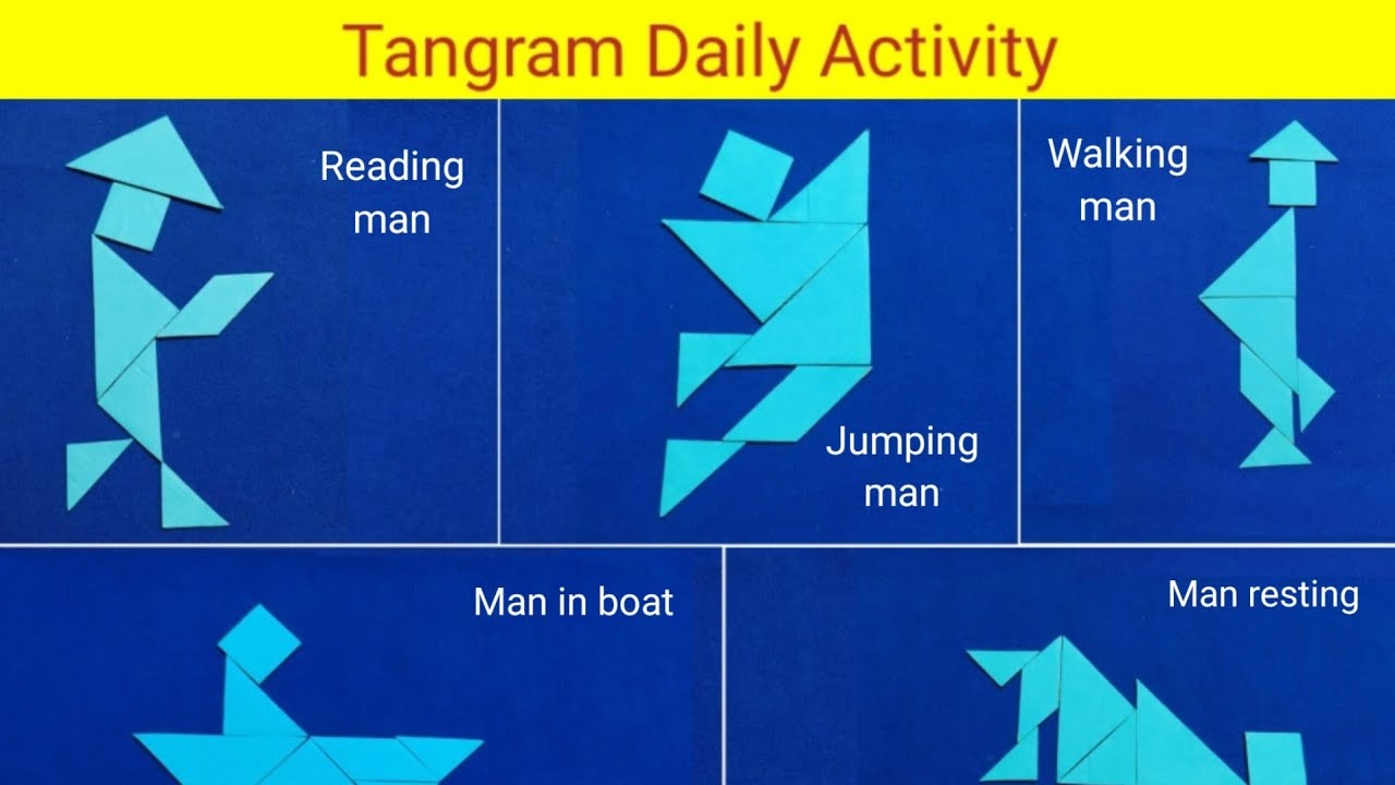 5 Tangram figures | Tangram human figures  | Tangram Daily | Tangram