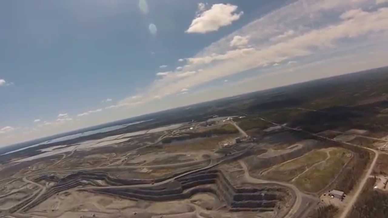Osisko Canadian Malartic open pit Gold Mine Inflight wing Camera