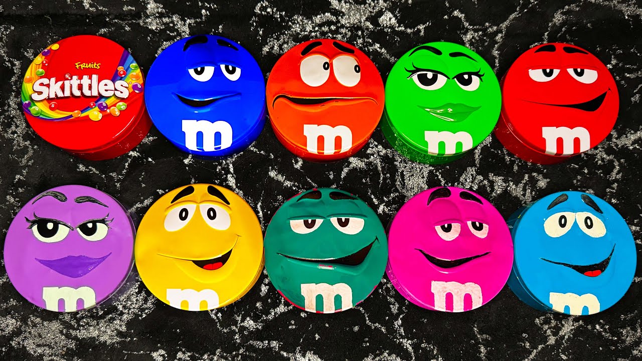 8 Minutes Satisfying with ASMR Unpacking 10 Bright Tins with Radiant Skittles & Crunchy M&M'S Candy