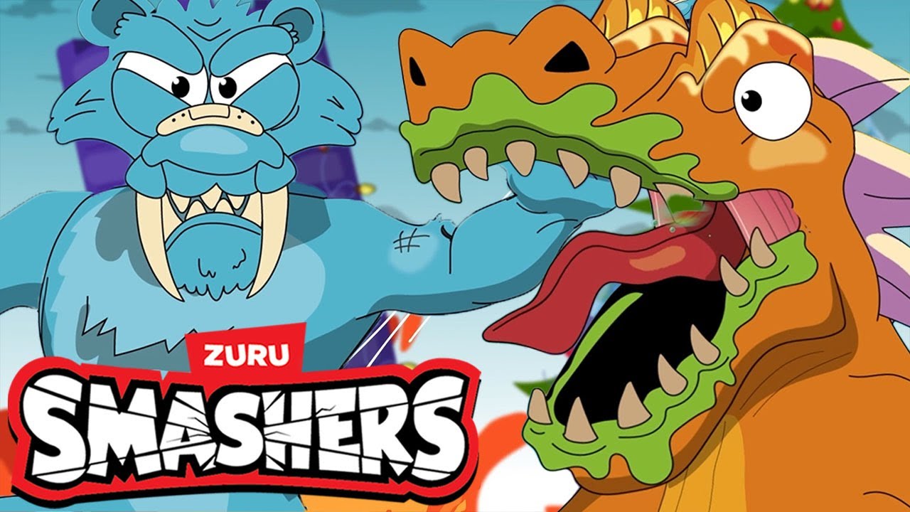 Los dinosaurios se apoderan de la Navidad + Compilación De Videos | SMASHERS En Español | Zuru