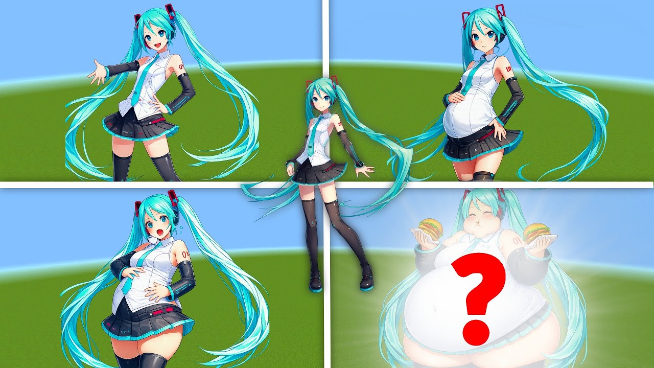 Minecraft Art BUT HATSUNE MIKU BECOMING FATTER