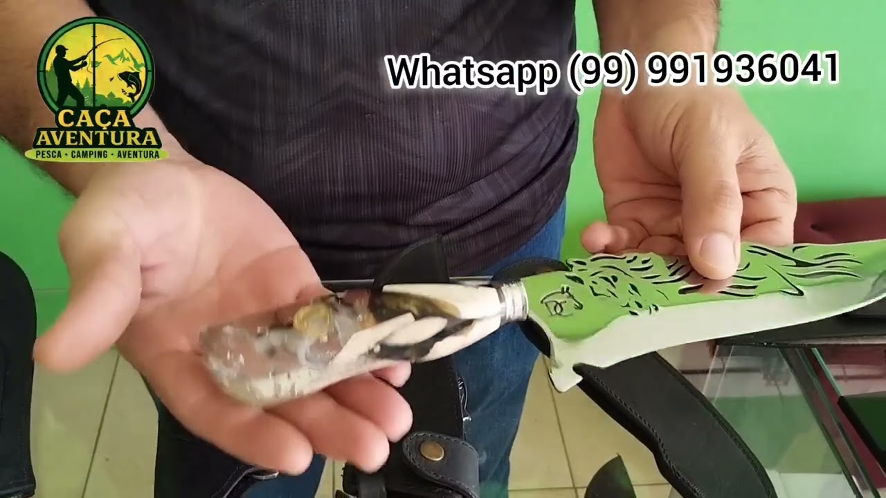 Faca em aço inox e cabo com acabamento em resina 