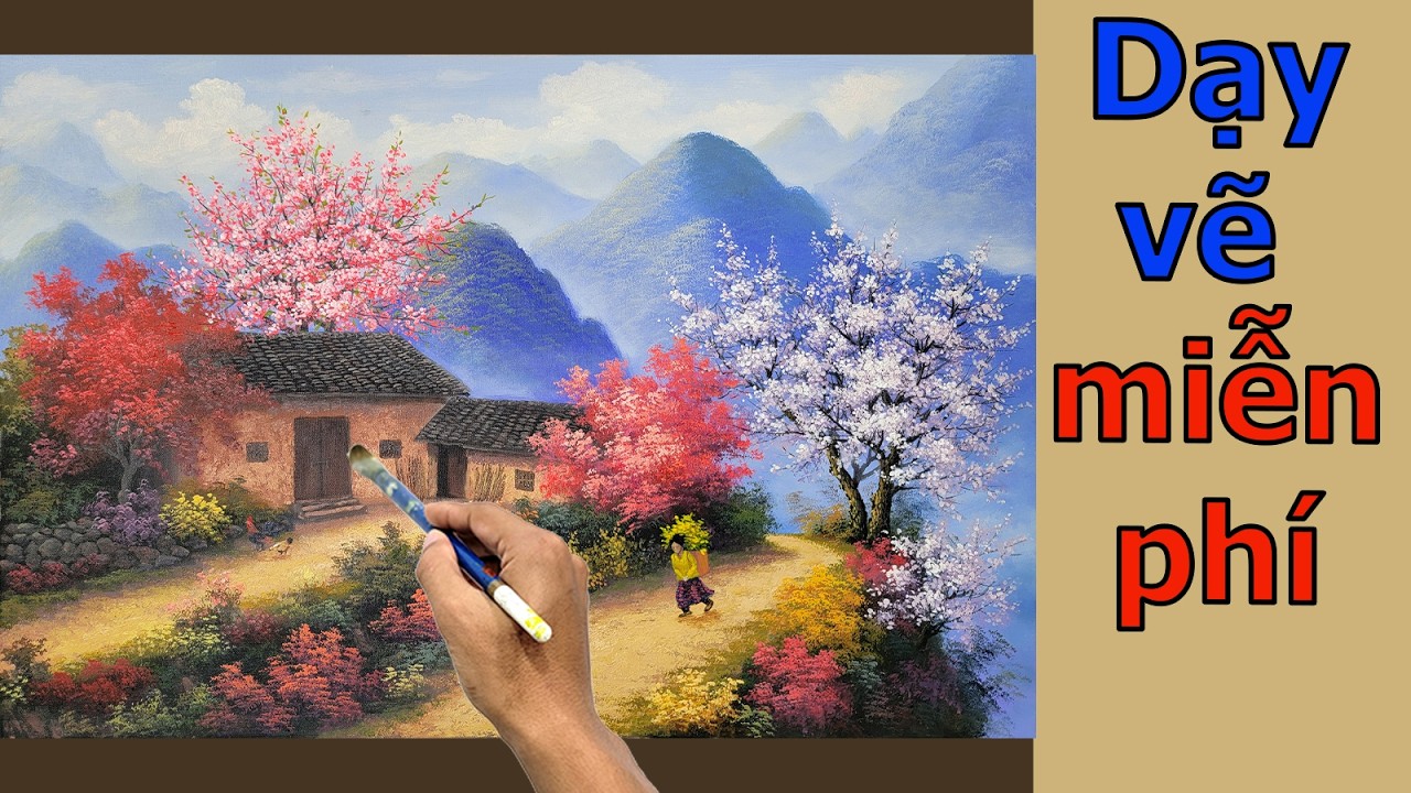 Dạy vẽ tranh miễn phí cảnh tây bắc. Các bạn có nhu cầu học vẽ online chi tiết LH: zalo: 0947.333.688