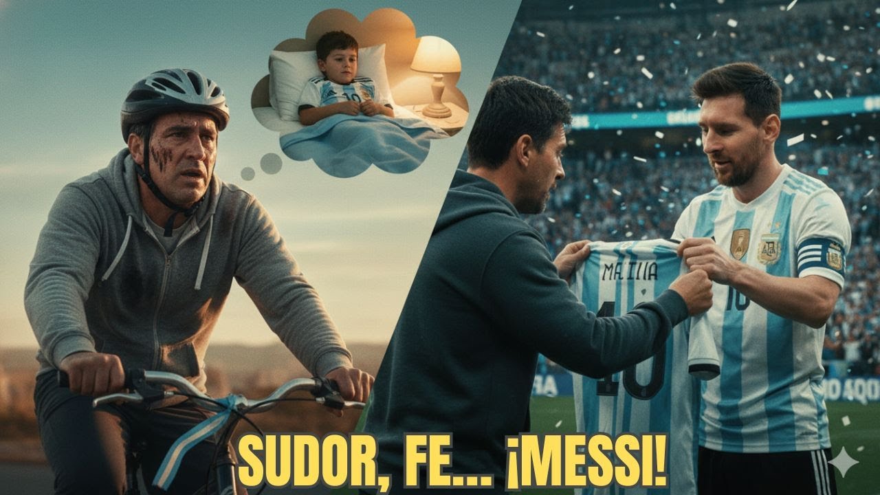 Su hijo soñaba con Messi... y viajó 3000 km en bicicleta. Lo que hizo Leo al verlo, emocionó a todos