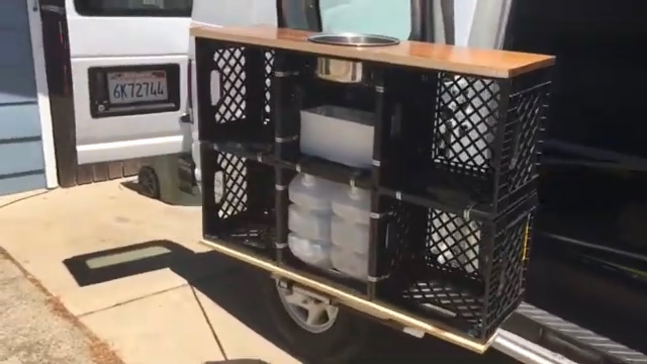 DIY Milk crates as door-hutch for your van:  how to mount.
