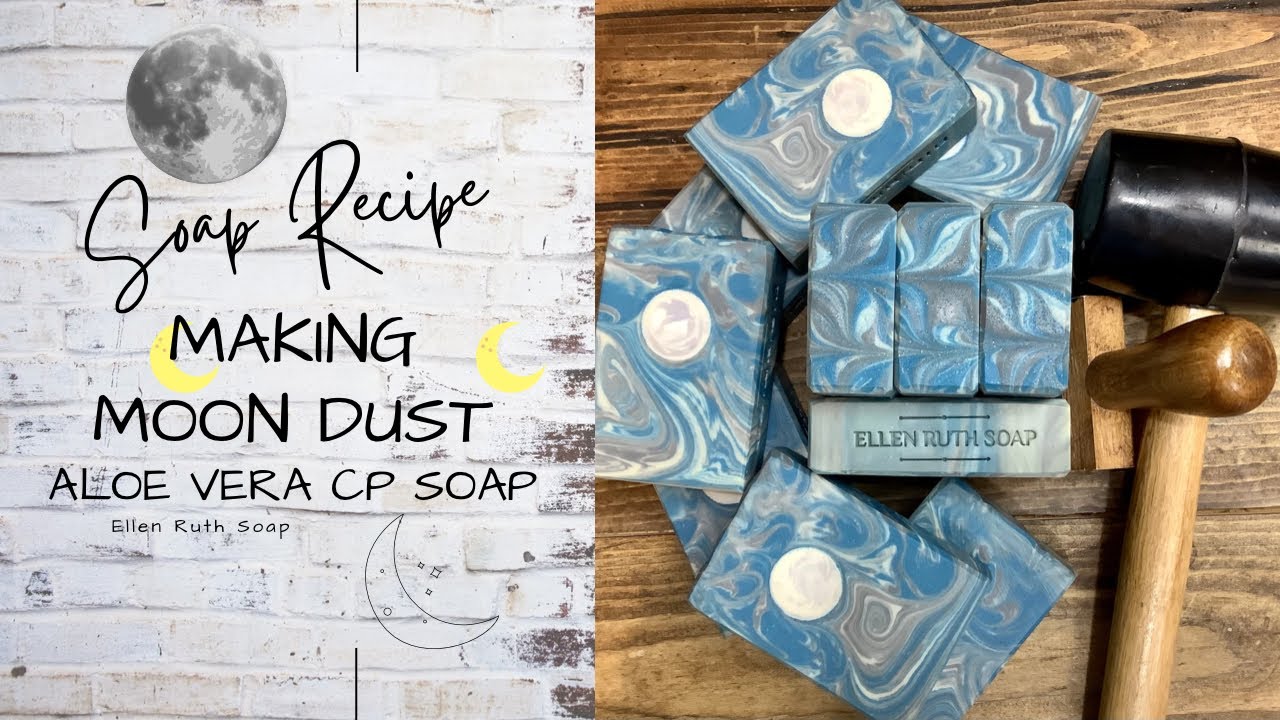 Soap RECIPE - Making🌜 MOON DUST 🌛 Aloe Vera Soap w/ Embeds & ITPS | Ellen Ruth Soap