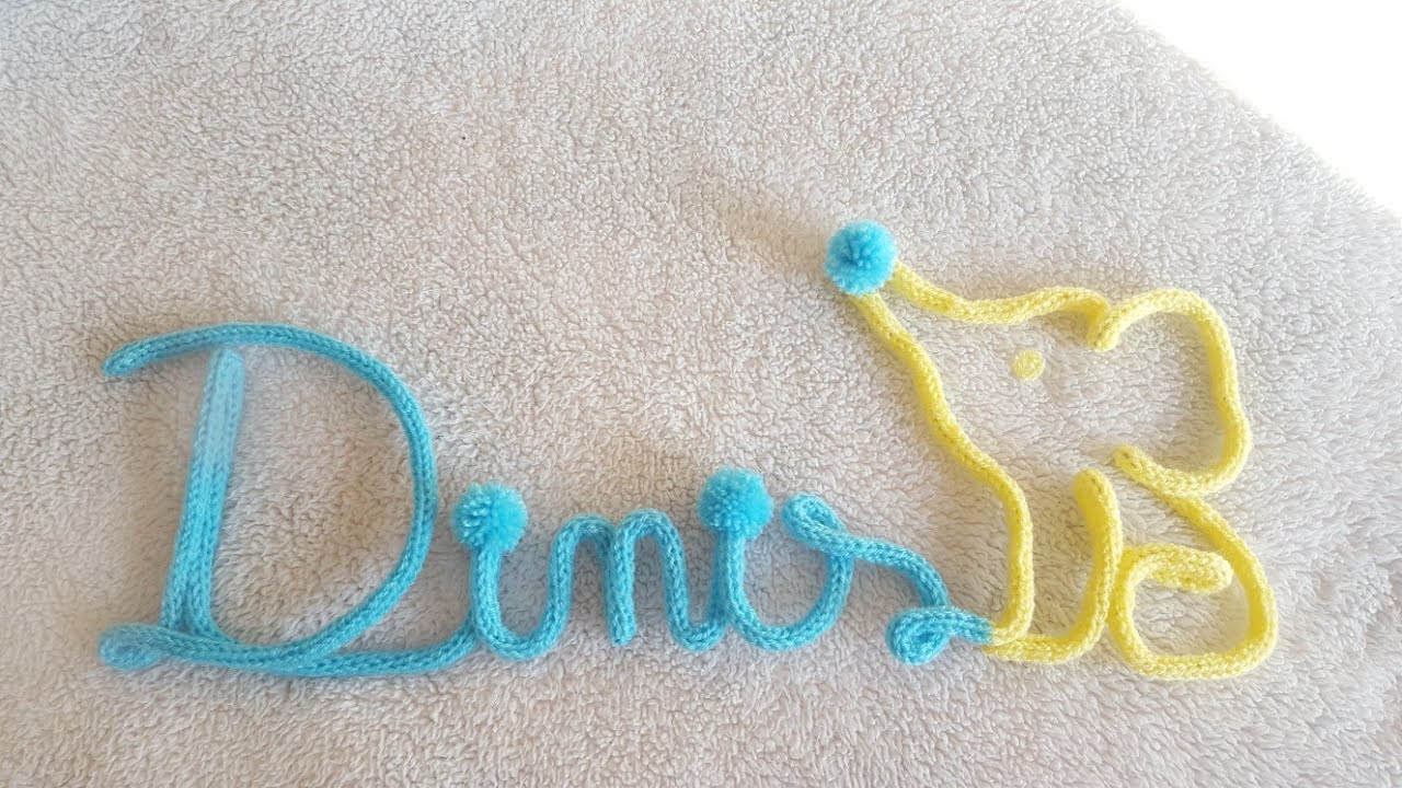 DIY nome Dinis com elefante em tricotin, rabo de gato ou icord