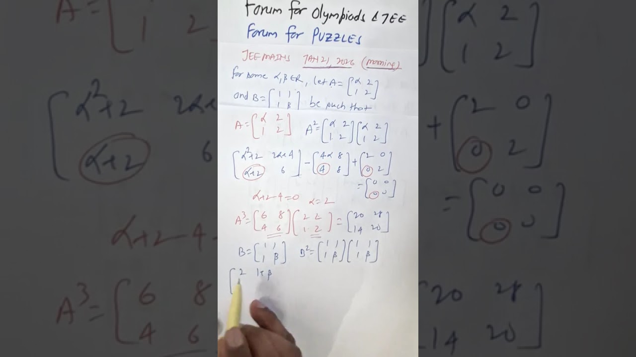 JAN 21 2026 M For some apha beta R, Let matrix A=... and matrix  B=...such that A²-4A+2I=B²-3B+I=0..