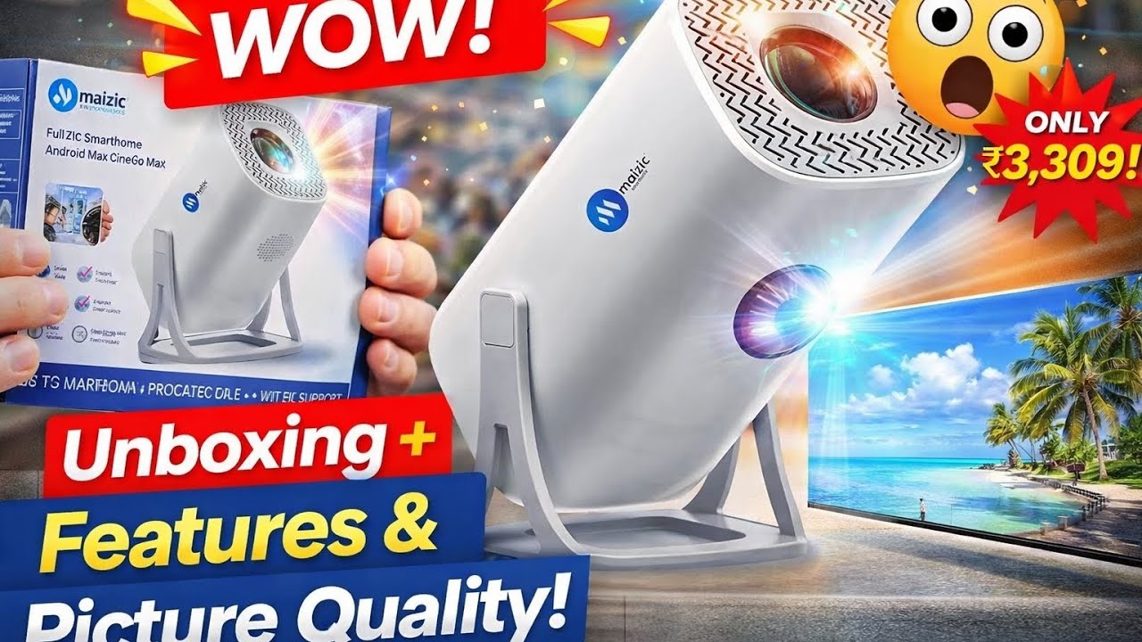 WOW 😲 इतने कम दाम में इतनी शानदार Picture? | Maizic CineGo Max Projector Unboxing & Review
