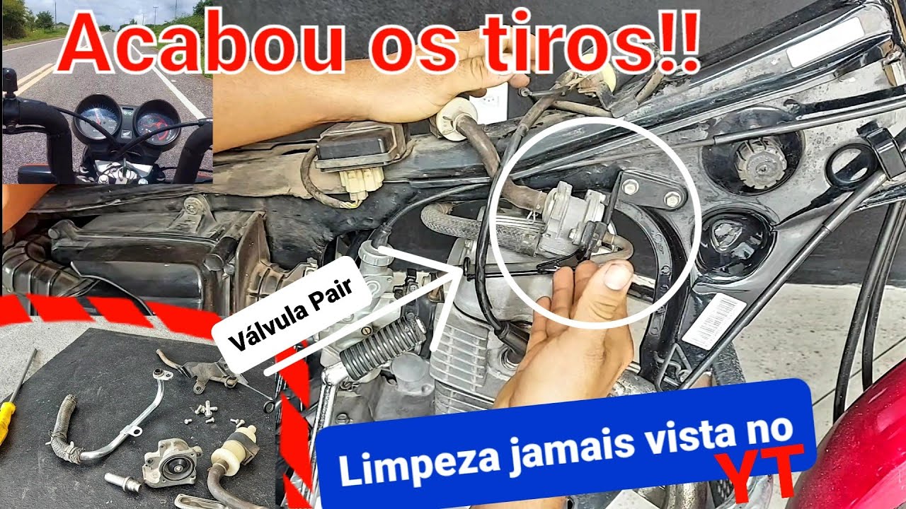 Moto dando tiro pelo escapamento limpeza detalhada do catalisador (Válvula PAIR) Acabou o problema
