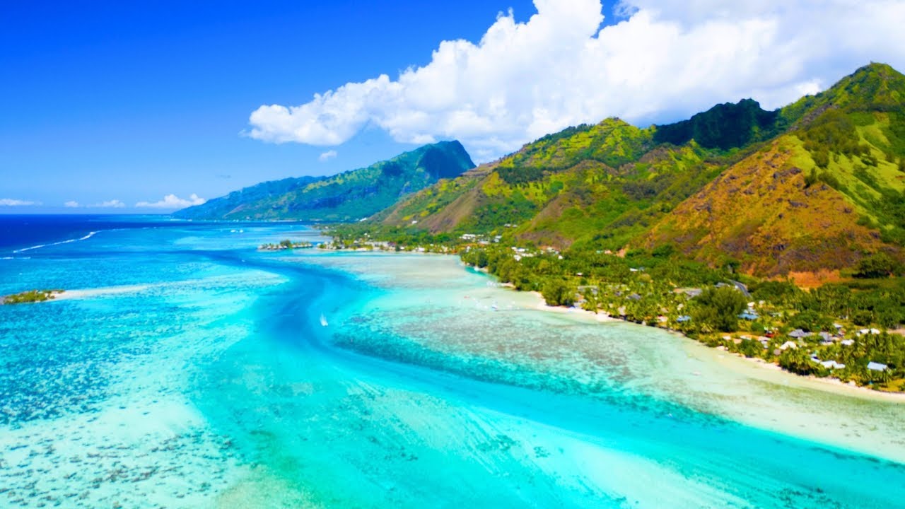 Back To Summer 4K ☀️🍓 Flying over French Polynesia 🏝️🌴 Travel the world 🌍