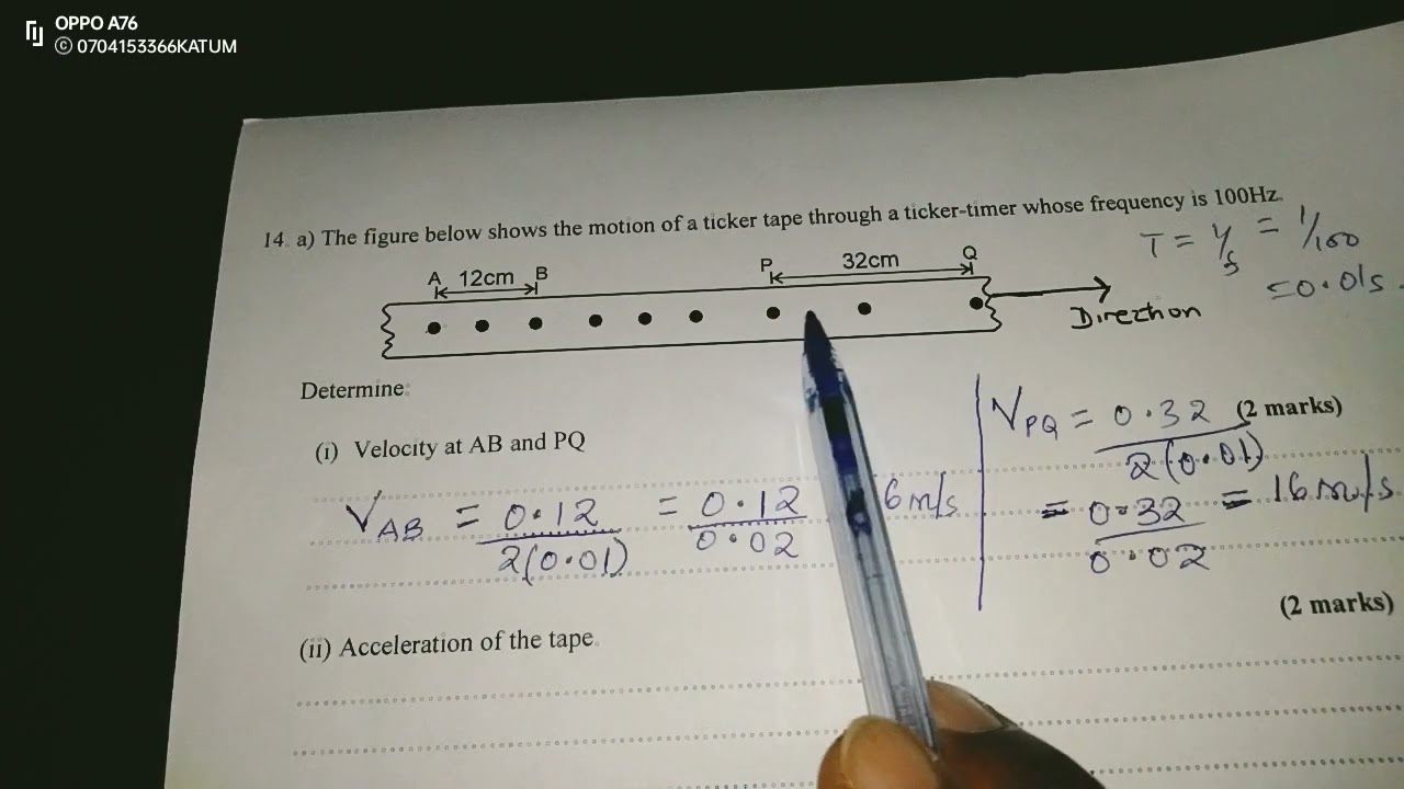TICKER TIMER CALCULATIONS. LINEAR MOTION