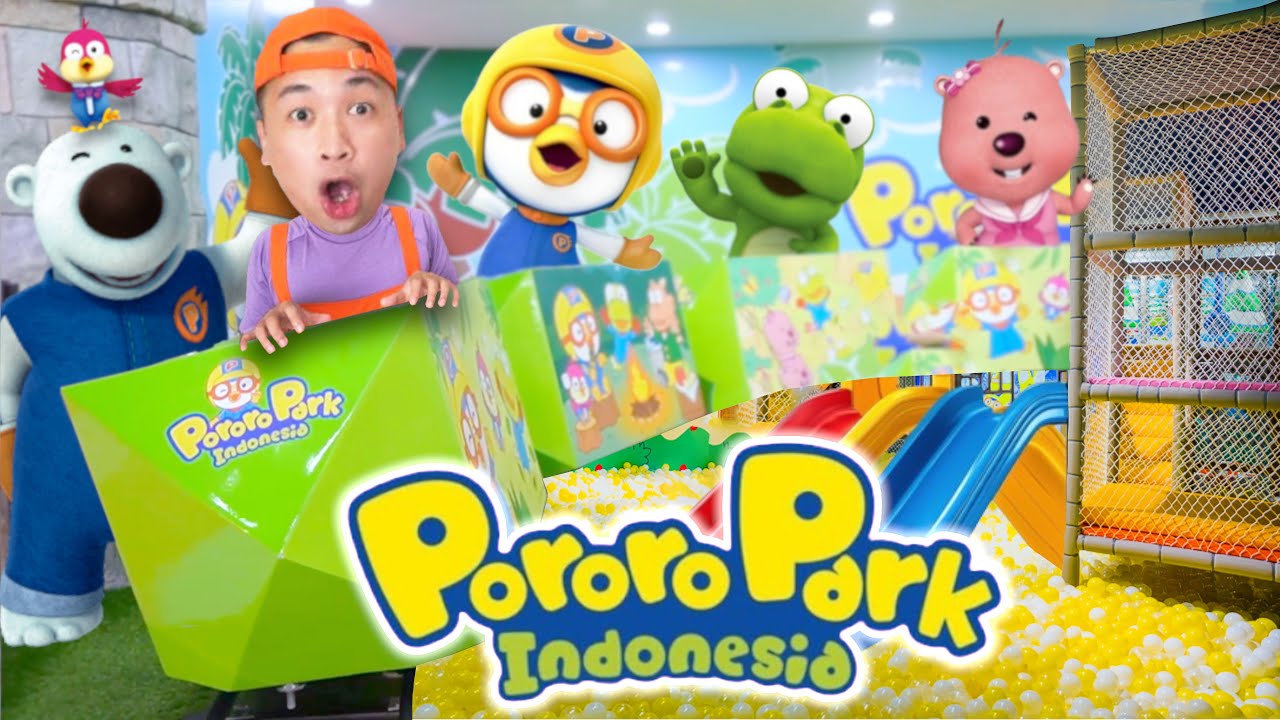 BANG BENT BERMAIN DI PLAYGROUND PORORO PARK INDONESIA | INDOOR PLAYGROUND | ASMR MUKBANG PORORO FOOD