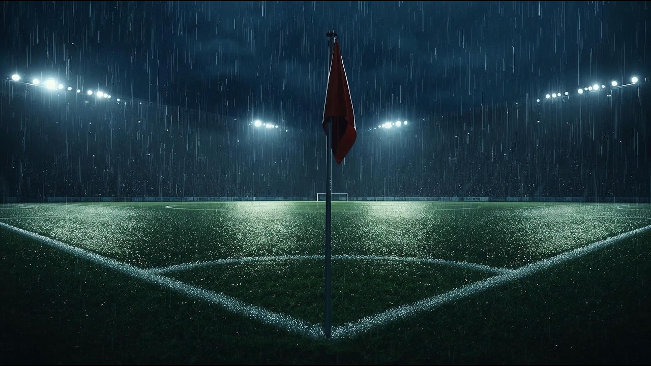 Empty Football Pitch at Night Rain Ambience  (4K) | After The Whistle