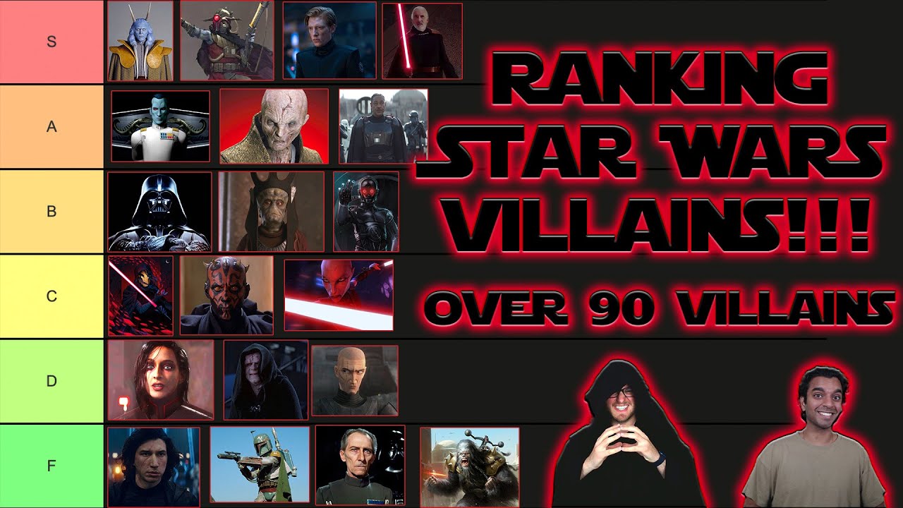 ULTIMATE STAR WARS VILLAINS TIER LIST | 90+ Star Wars Villain Characters Ranked!!!