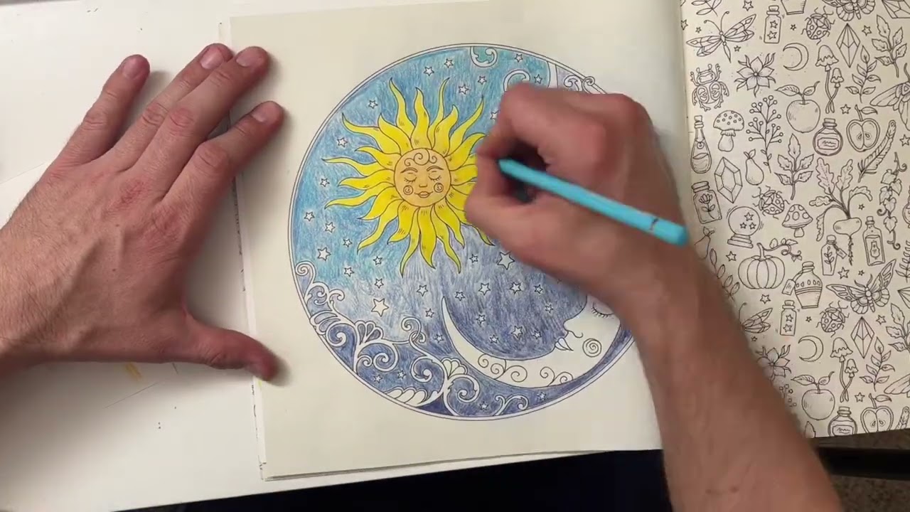 Coloring the Sun and Moon #magicalworlds #polychromos 