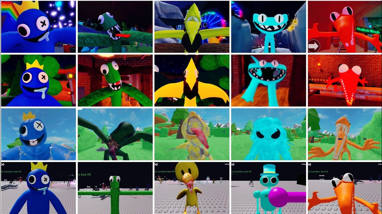 Rainbow Friends 2 All Jumpscares Vs Greens House 3 Vs Hungry Rainbow Friends Vs Concept