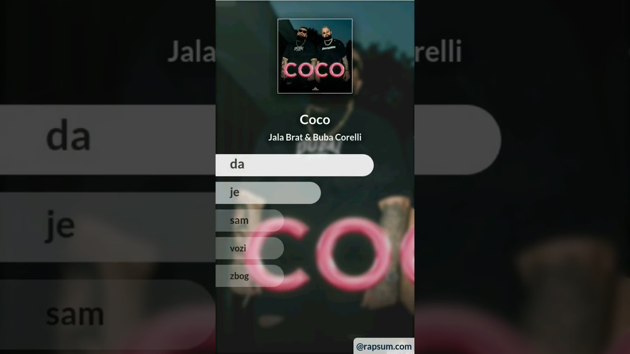 Letsgooo  #Coco #JalaBrat&BubaCorelli #da #je #sam #vozi #zbog #fyp #foryou #song #lyrics #rap