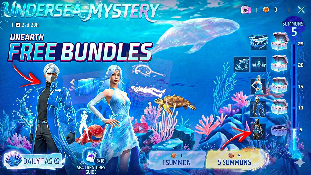 Underwater Free Glwoall + Emote + Bundle 🔥 Instgram In Ff Profile 😙 Evo Pan Skin Coming 😱 - Telugu