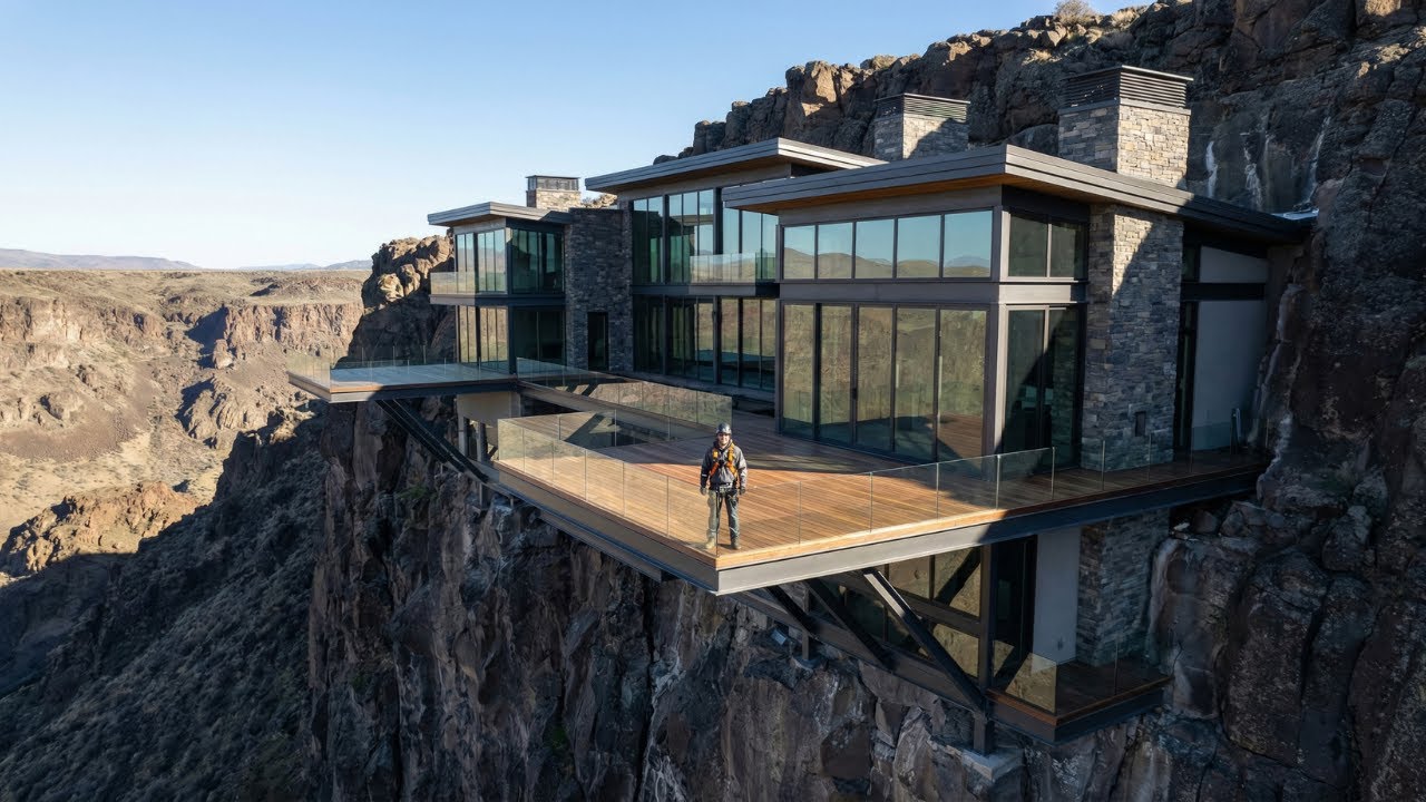 Building the World’s Most Extreme Luxury Mansion While Hanging on a Vertical Cliff