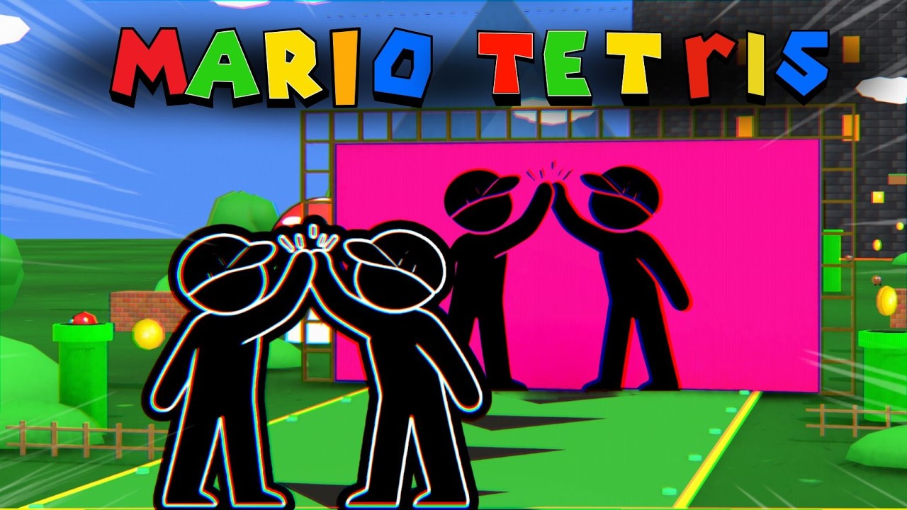 HUMAN TETRIS SUPER MARIO | Immersive Interactive Warm Up | 2 PLAYER TODDLERS