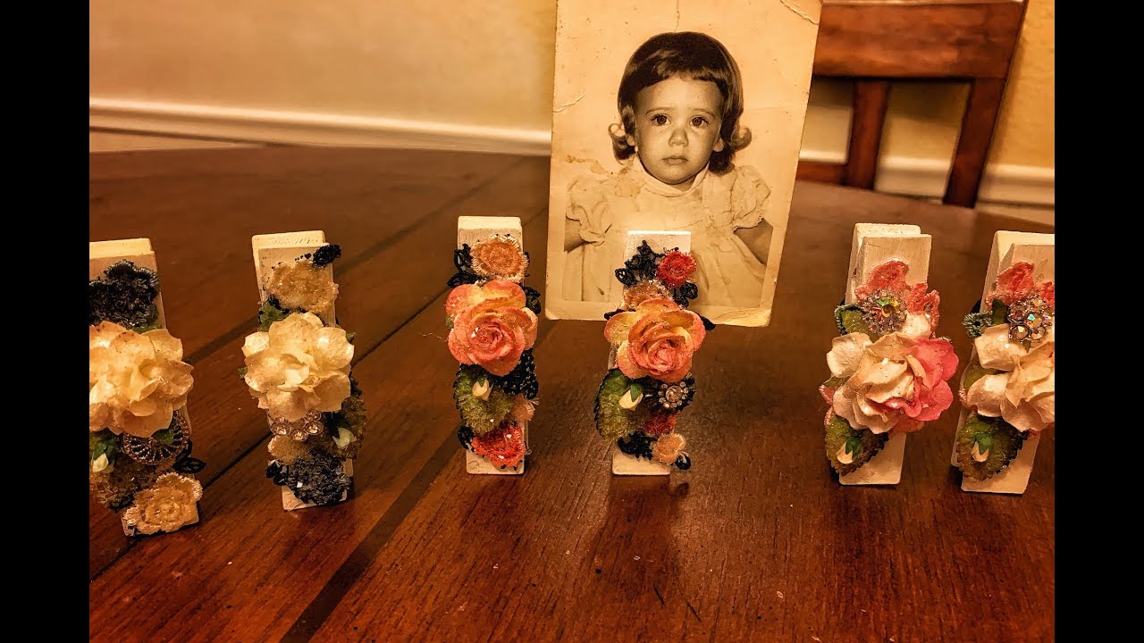 Learn to make these beautiful Shabby Chic, Floral Clothespin Magnets