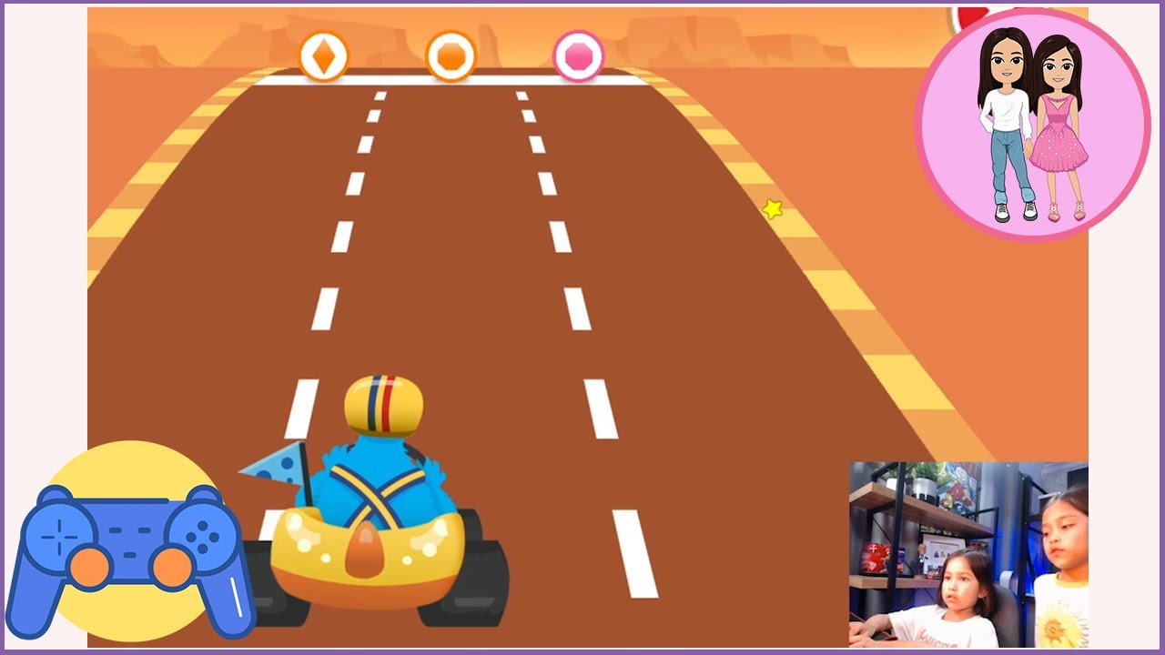 Playing PC games with Kids of Summers. Sesame Street Cookie Kart Racing