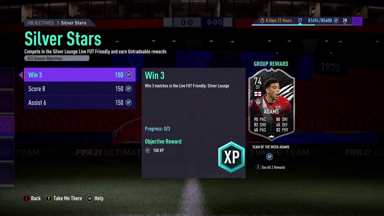 Silver Stars Objective Free TOTW Adams FIFA 21